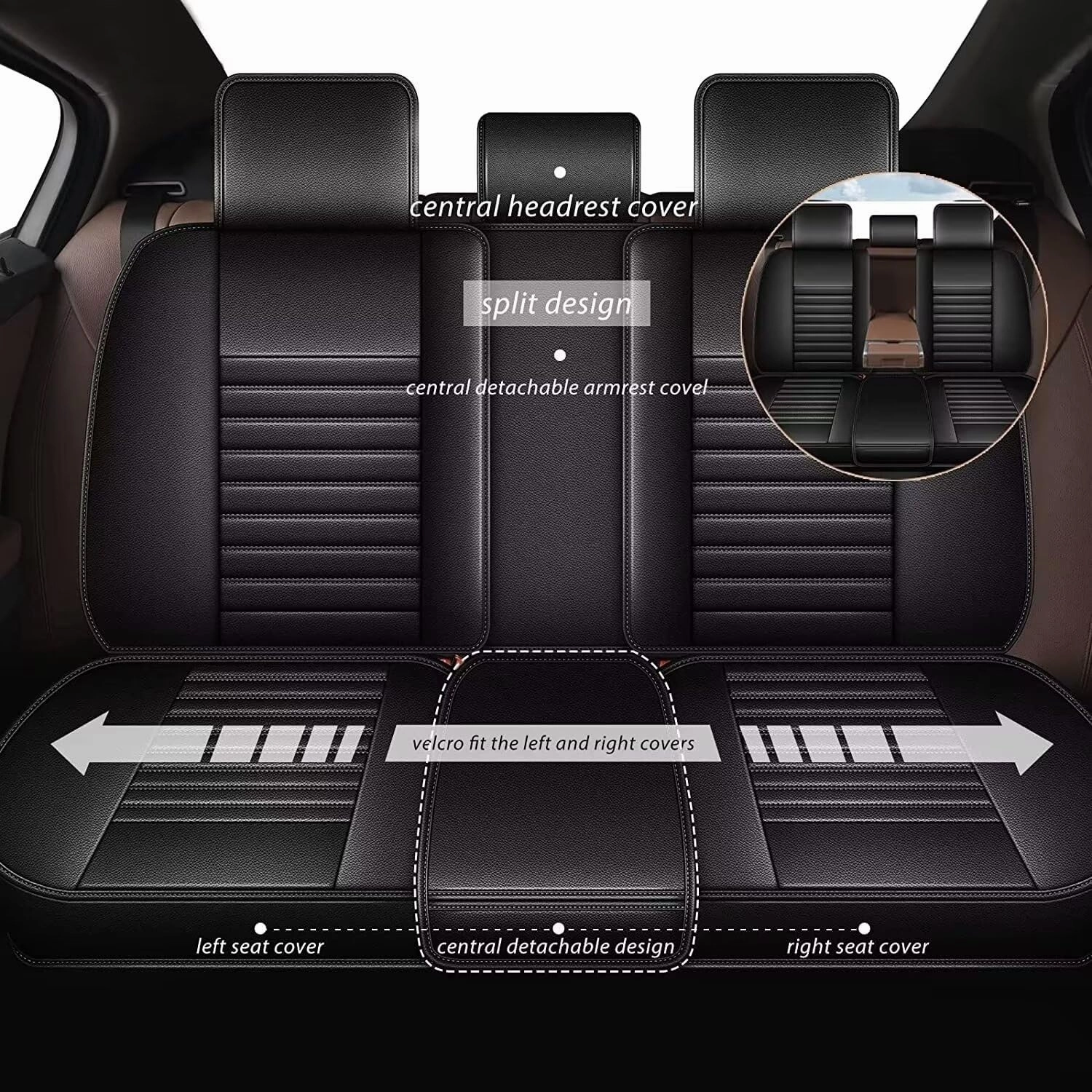 TTX LIGHTING Seat Cover Fit for 2019-2024 2025 Subaru Ascent Full Set Seat Covers 5 Seats Seat Cushion Waterproof Faux Leather Compatible with Airbag（Black）