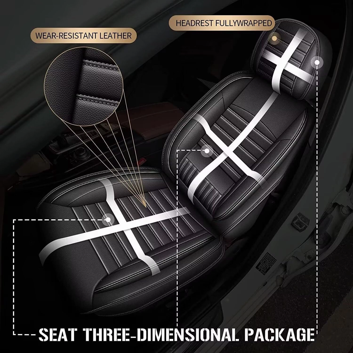 TTX LIGHTING Seat Cover Fit for 2019-2024 2025 Subaru Ascent Full Set Seat Covers 5 Seats Seat Cushion Waterproof Faux Leather Compatible with Airbag（Black）