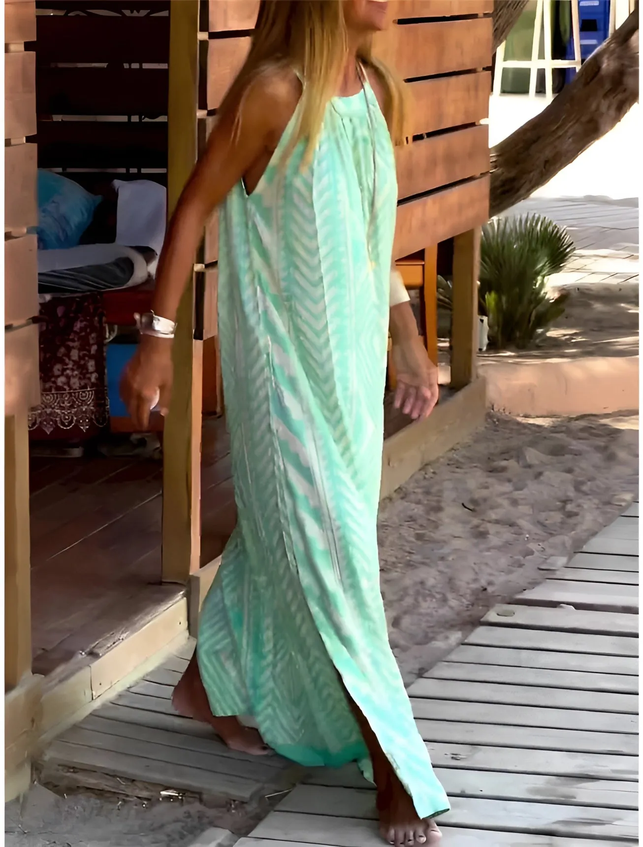 Turquoise Tie-Dye Maxi Dress - Lightweight Sleeveless Beachwear