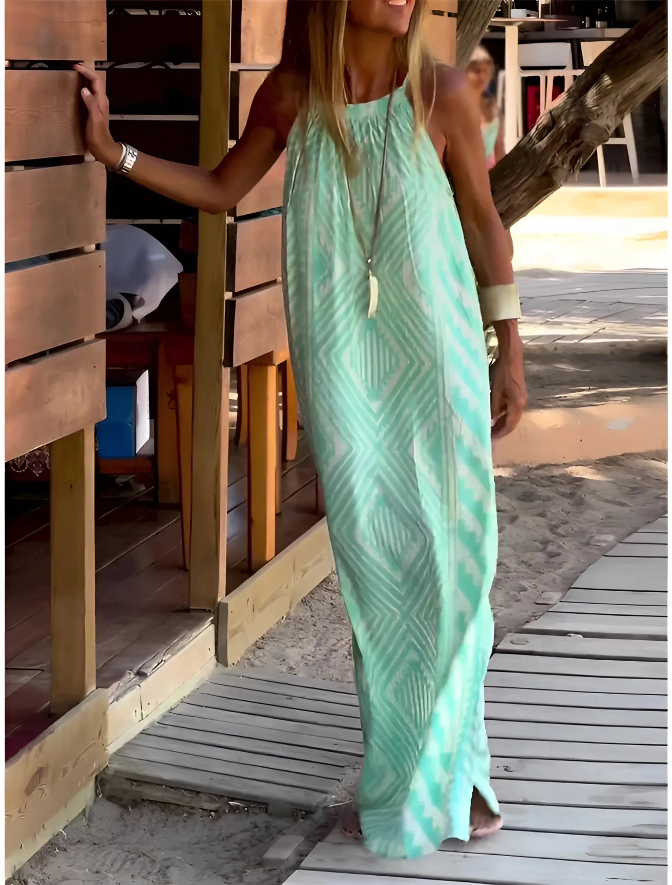 Turquoise Tie-Dye Maxi Dress - Lightweight Sleeveless Beachwear