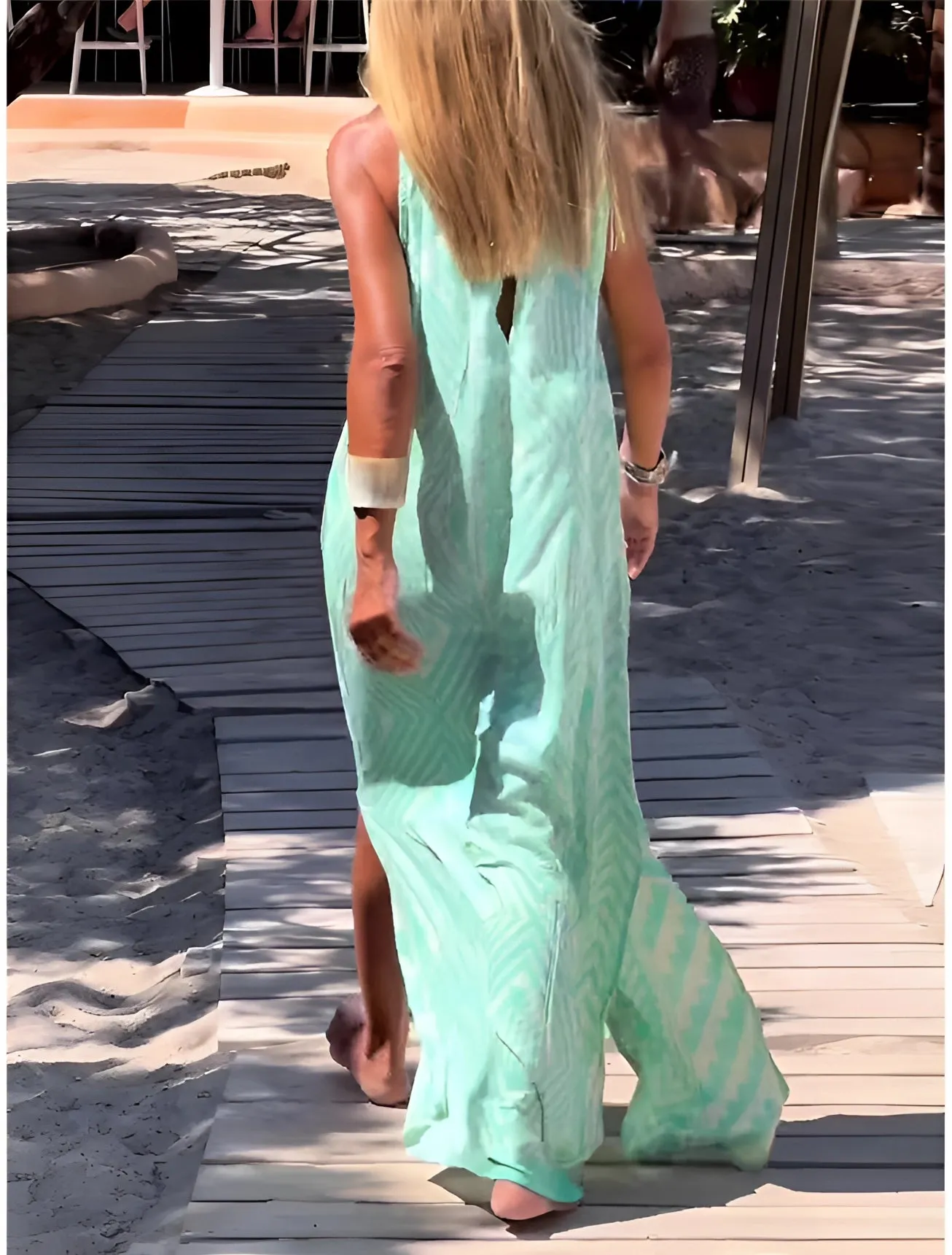 Turquoise Tie-Dye Maxi Dress - Lightweight Sleeveless Beachwear