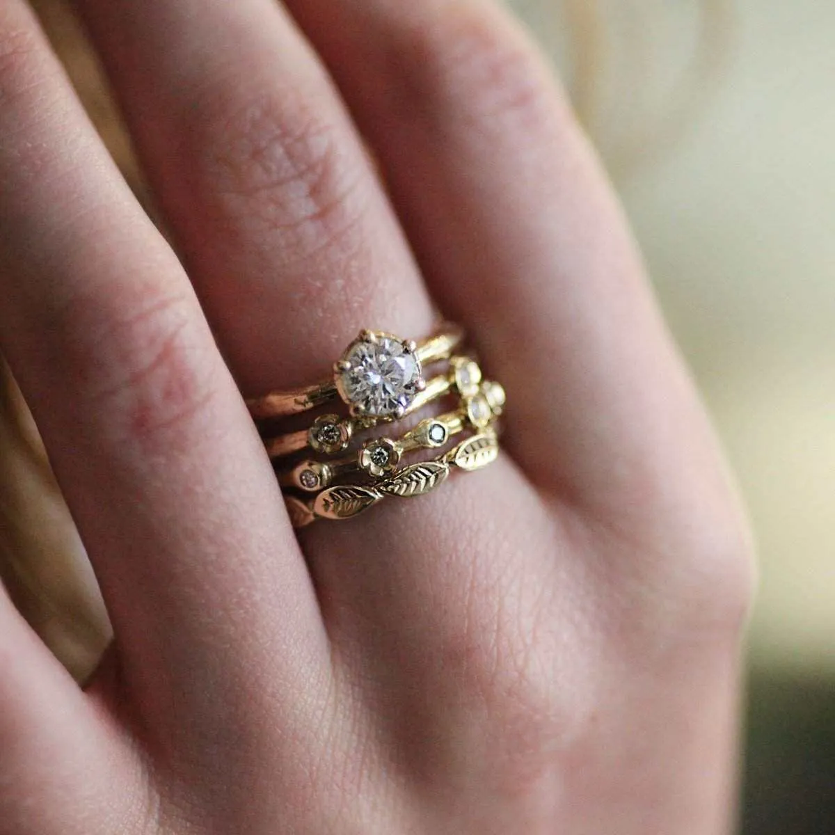 Twig Secret Diamond Flower Ring