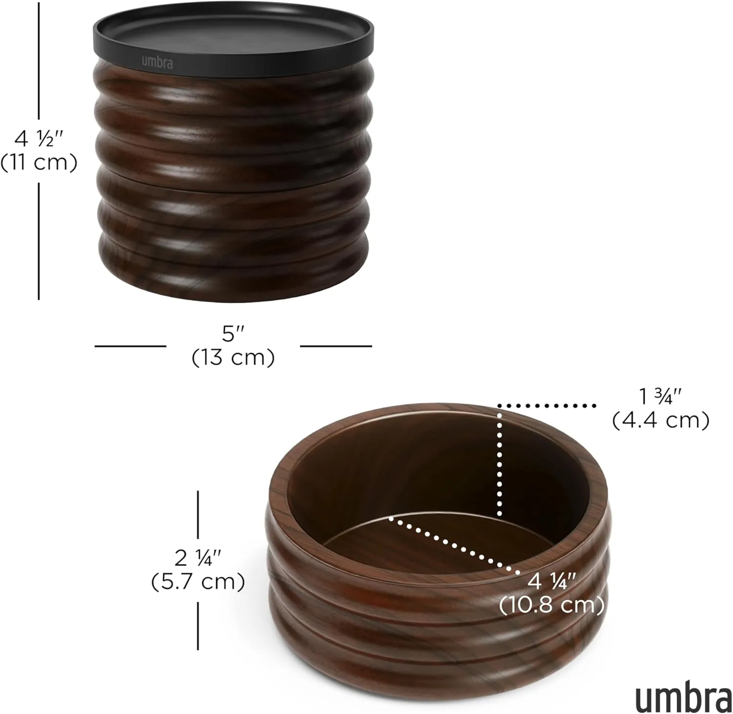 UMBRA Tesora Wood Jewelry Box, Black/Walnut