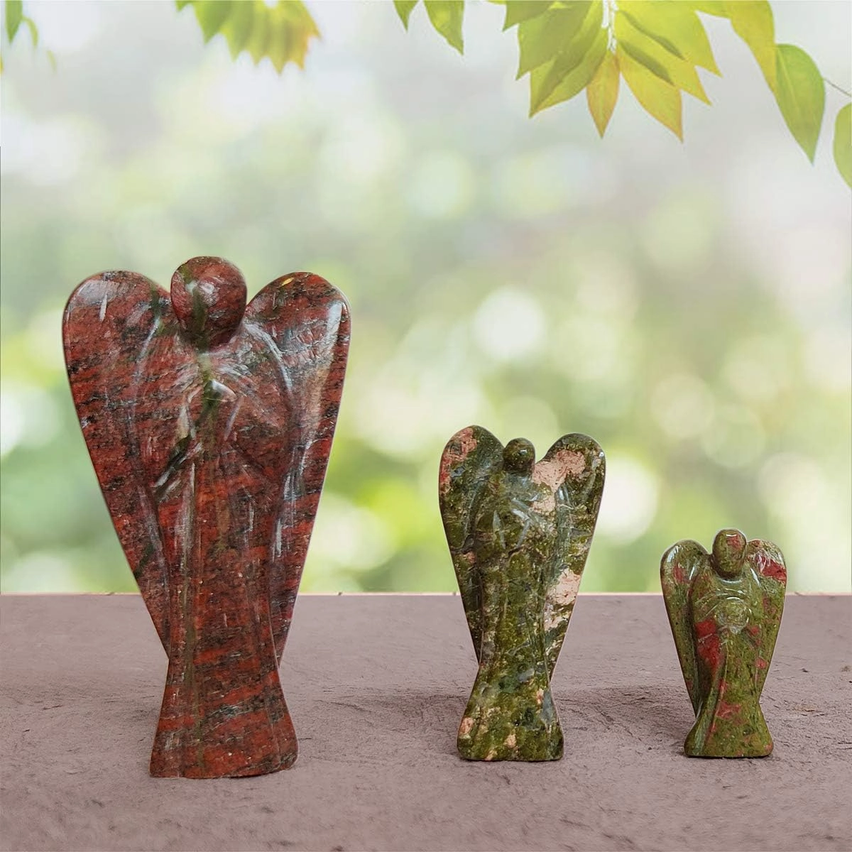 Unakite Stone Angel,Pocket Angel Figurines,Guardian Angel Carved,Crystal Angel,Reiki Stone Angel Housewarming Gift, Festive Gifts -3 Inch