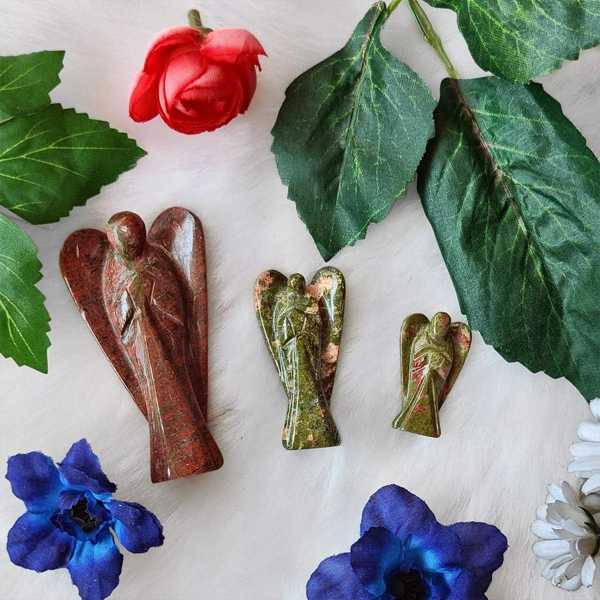 Unakite Stone Angel,Pocket Angel Figurines,Guardian Angel Carved,Crystal Angel,Reiki Stone Angel Housewarming Gift, Festive Gifts -3 Inch