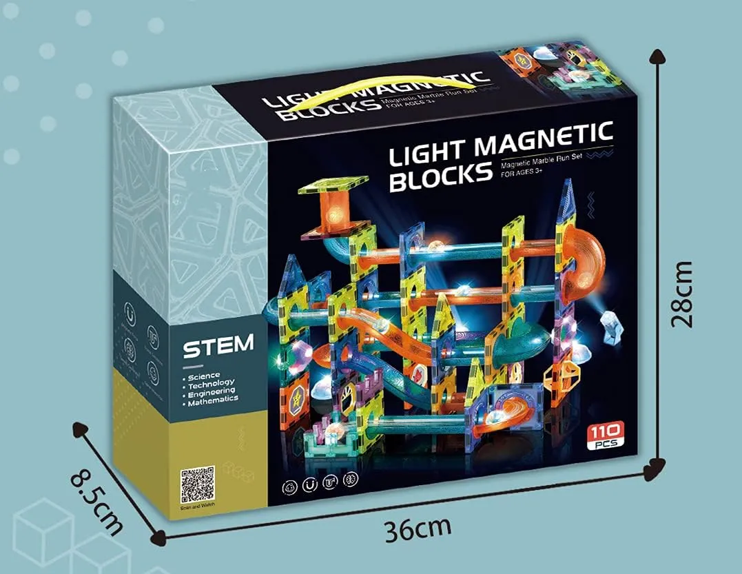 UNIQUE KIDS Magnetic Tiles Building Blocks with Marble Run STEM Toys STEAM Toys for Kids Ages 3-10 Year Old Boys Girls Best Christmas Birthday Gift (110 pcs)