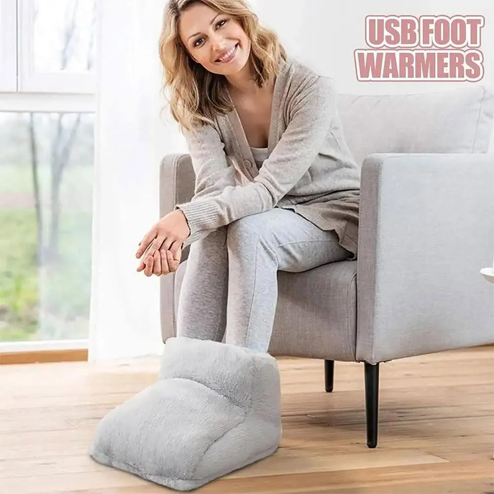 USB Powered Electric Foot Warmer, Heated Slippers, Heated Electric Foot Massager Washable Heat Settings Warmer Cushion (Pink,with Portable Power)
