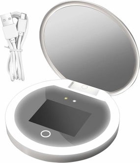 UV Mirror Sunscreen Test - Sunscreen Test UV Mirror, Compact Makeup Mirror | Double-Sided Portable 2X Magnifying Smart UV Camera with Dimmable LED Lights Foldable for Travel Car Bathroom