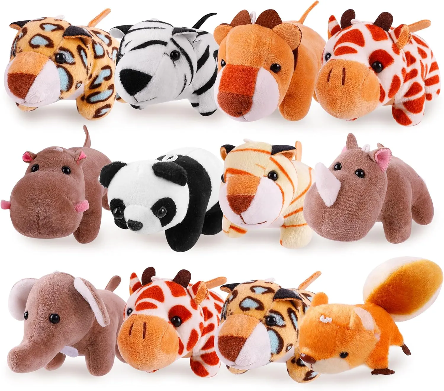 Valentines Day Gifts for Kids Classroom - 12 Pieces Small Stuffed Animals Bulk, 5.5 Inch Mini Stuffed Forest Animals Jungle Animal Plush Toys, Valentine Gift Exchange for Boys Girls Toddlers