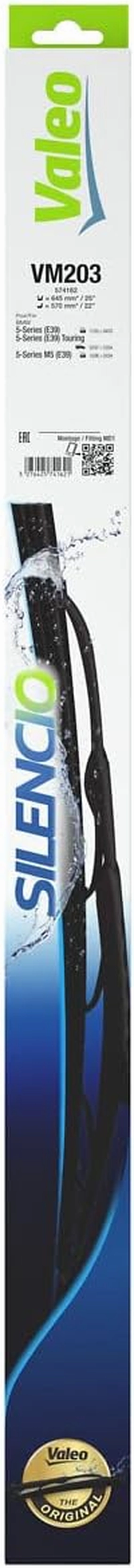 VALEO Silencio Wiper Blades - VM203 - Durable & Heavy Duty All Season Conventional Wiper Blades Kit 645mm/570mm - Front - Set of 2 Wiper Blades - 574162