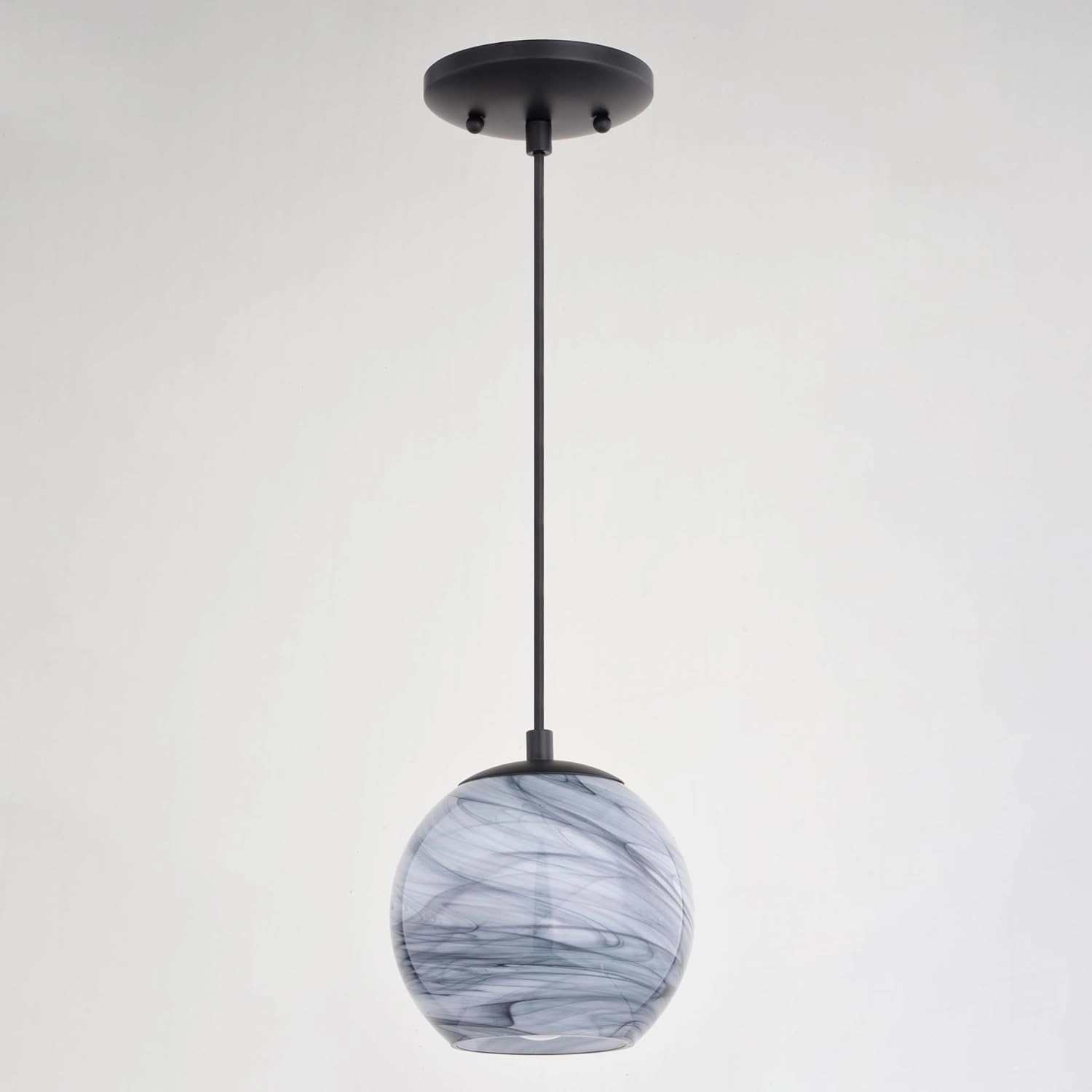 VAXCEL Milano LED Compatible Matte Black Transitional Mini Pendant Ceiling Light Multi Color Art Glass