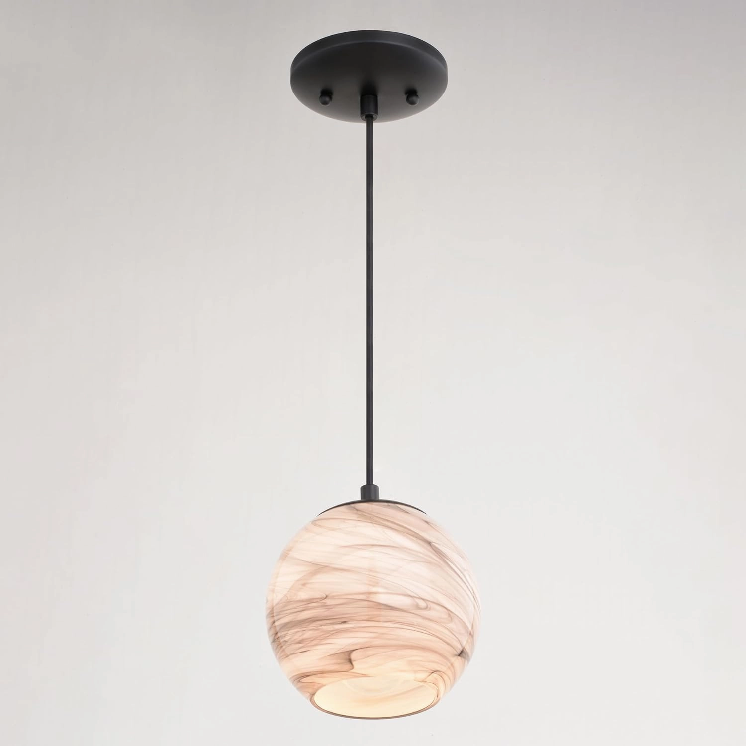 VAXCEL Milano LED Compatible Matte Black Transitional Mini Pendant Ceiling Light Multi Color Art Glass