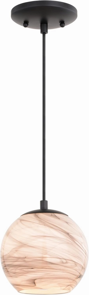 VAXCEL Milano LED Compatible Matte Black Transitional Mini Pendant Ceiling Light Multi Color Art Glass