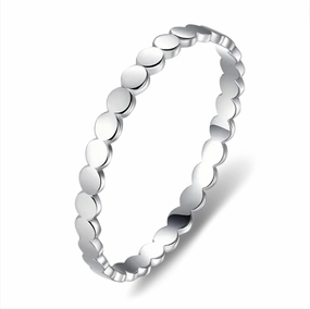 VENICE - Beads Stacking Band Ring in Genuine 925 Sterling Silver