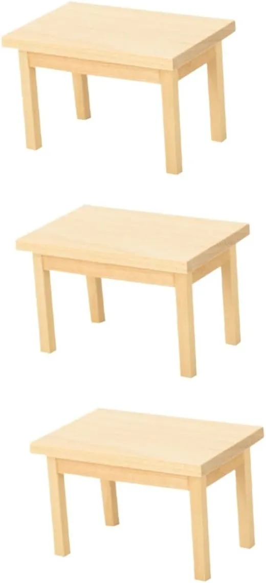 VICASKY 3pcs Table Dollhouse Furniture Miniature Dining Table Model for Scale Dollhouse Decor Realistic Accessories Fine Craftsmanship for Creative Display and Play