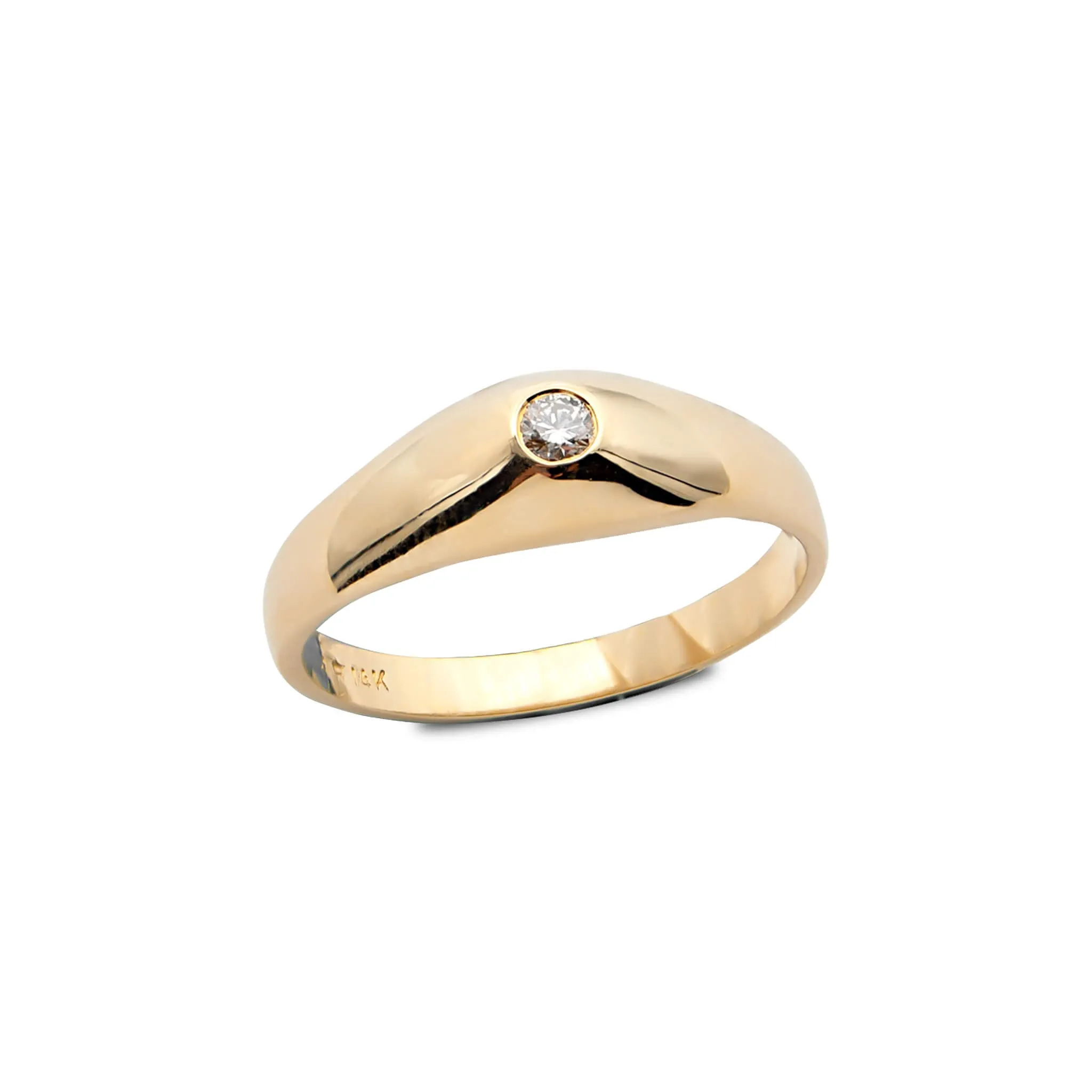 Vintage 14 Karat Yellow Gold Flush Set Diamond Ring