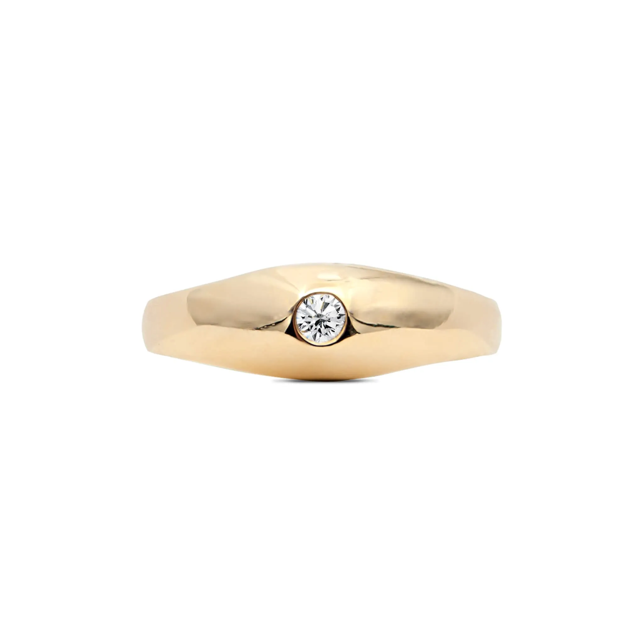 Vintage 14 Karat Yellow Gold Flush Set Diamond Ring