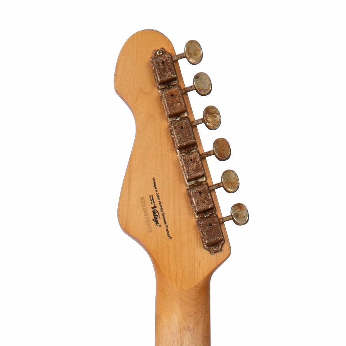 Vintage V6 Icon - Distressed White On Sunburst