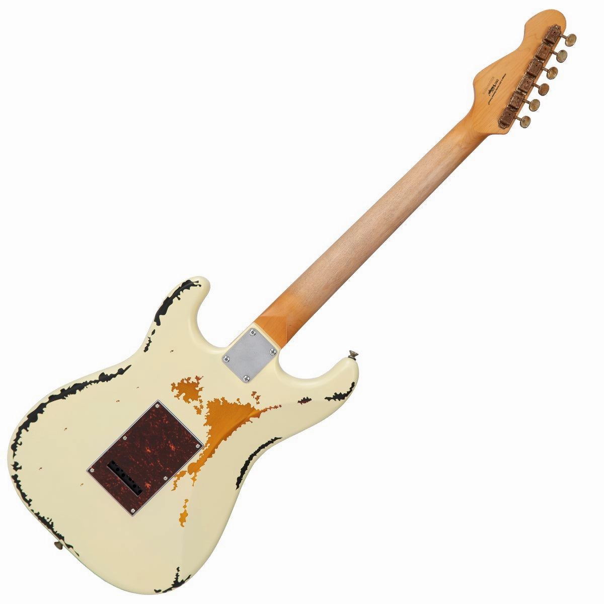 Vintage V6 Icon - Distressed White On Sunburst