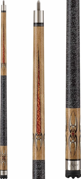 Viper Sinister 58" 2-Piece Billiard/Pool Cue, Natural Ash with Amber/Black Points