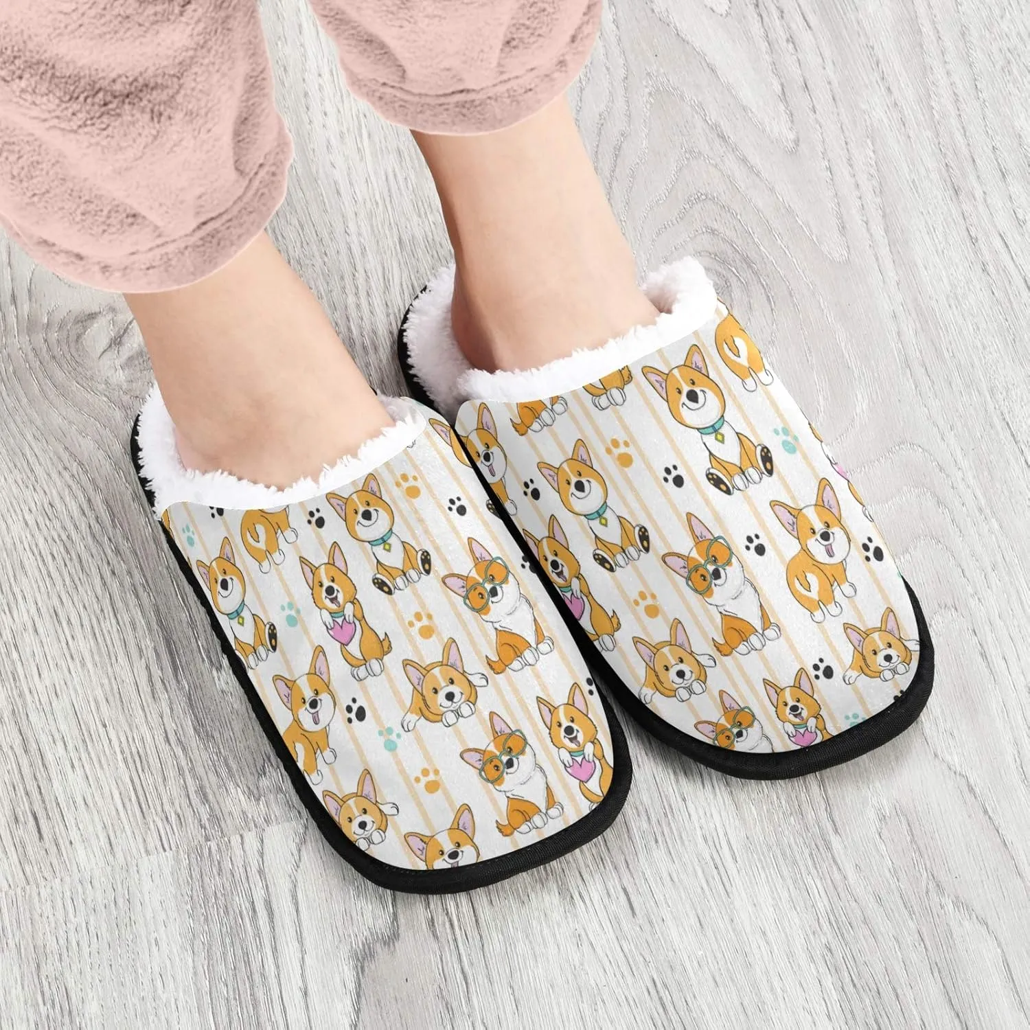 visesunny Slippers for Women Mens Stylish Foral Winter Warm Memory Foam Cotton Home Slippers Soft Plush Fleece Slip on House Slippers for Girls Indoor Outdoor Shoes
