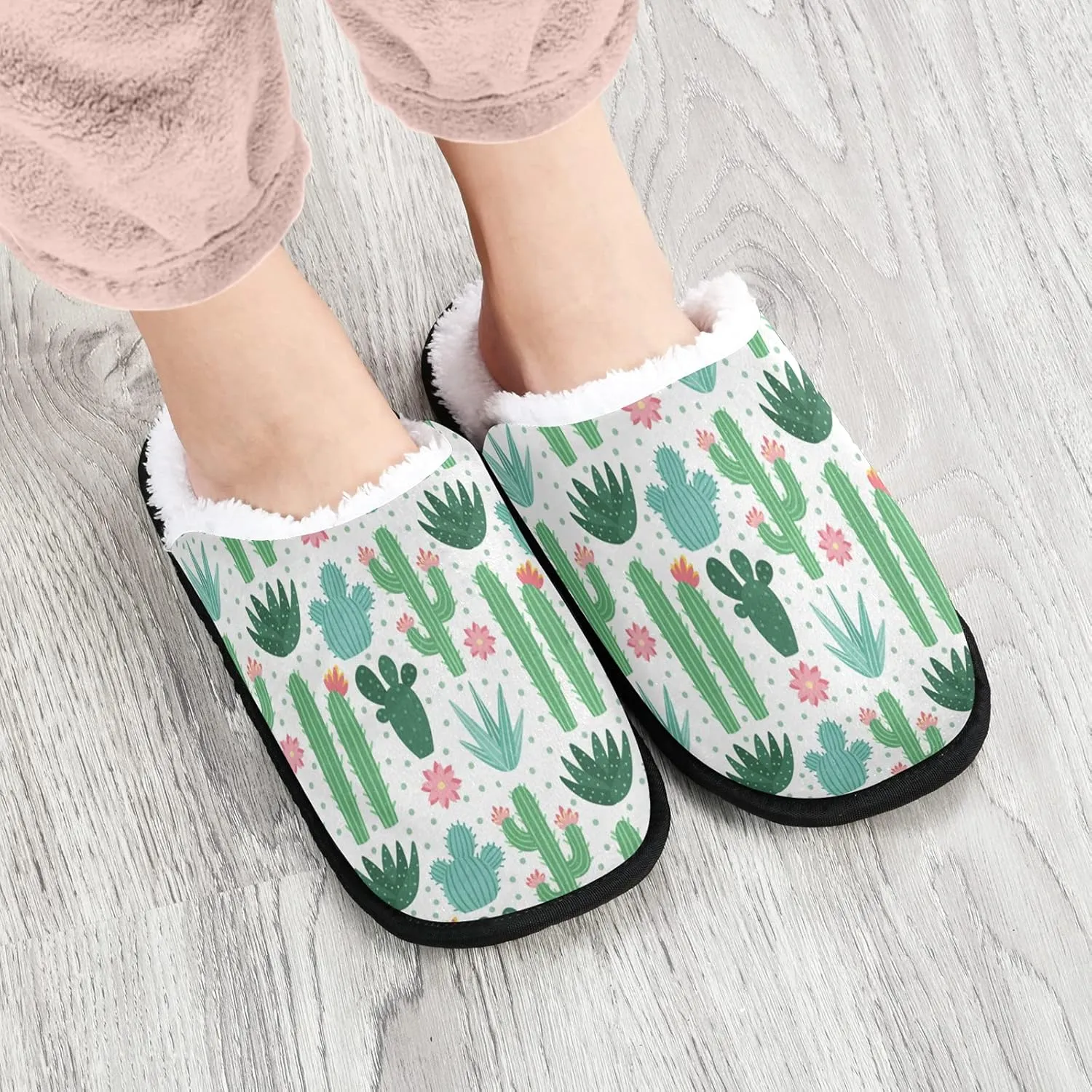 visesunny Slippers for Women Mens Stylish Foral Winter Warm Memory Foam Cotton Home Slippers Soft Plush Fleece Slip on House Slippers for Girls Indoor Outdoor Shoes