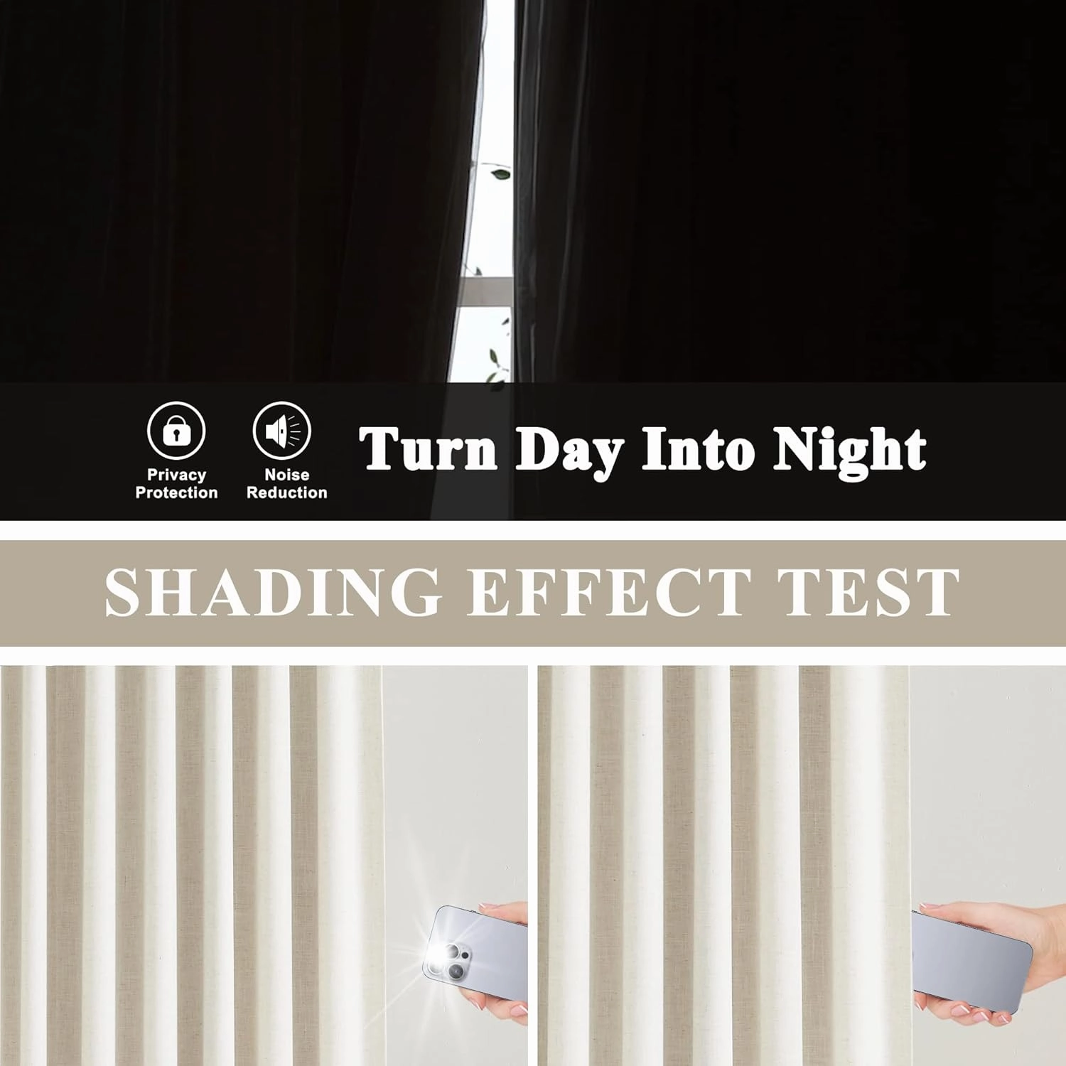 Vision Home Natural Full Blackout Curtains Linen Blended Darkening Window Curtains 84 inch for Living Room Bedroom Thermal Insulated Pinch Pleat Drapes with Hooks 2 Panel 40"Wx84"L