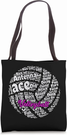 Volleyball Terminology Glossary Word cloud Shapecloud Tote Bag