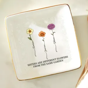 WANDER PRINTS Gift For Besties - Personalized Ring Dish - Birth Flower Grow An Old Friend (3 Friends)