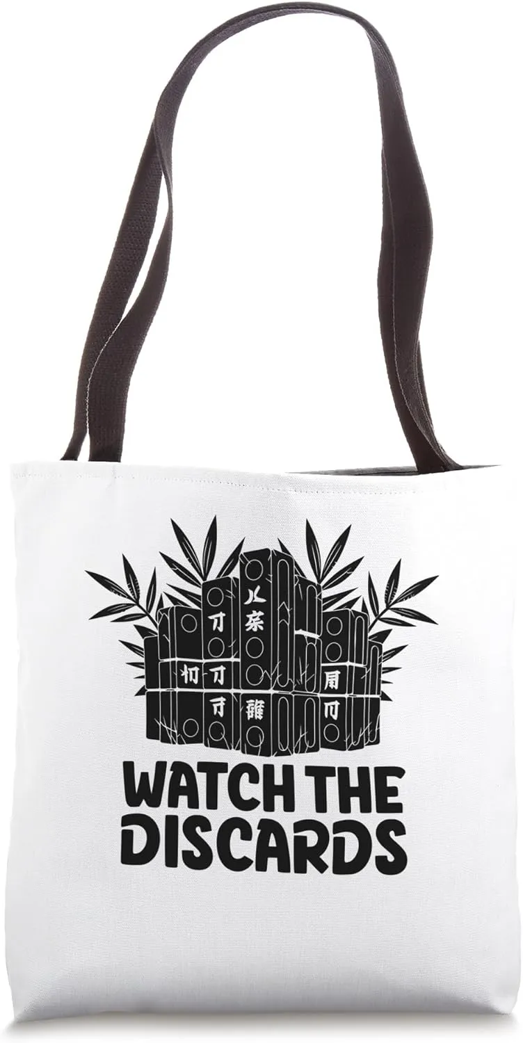 Watch The Discards Tile Game Mahjong Player Fold Retirement Tote Bag