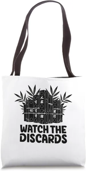 Watch The Discards Tile Game Mahjong Player Fold Retirement Tote Bag
