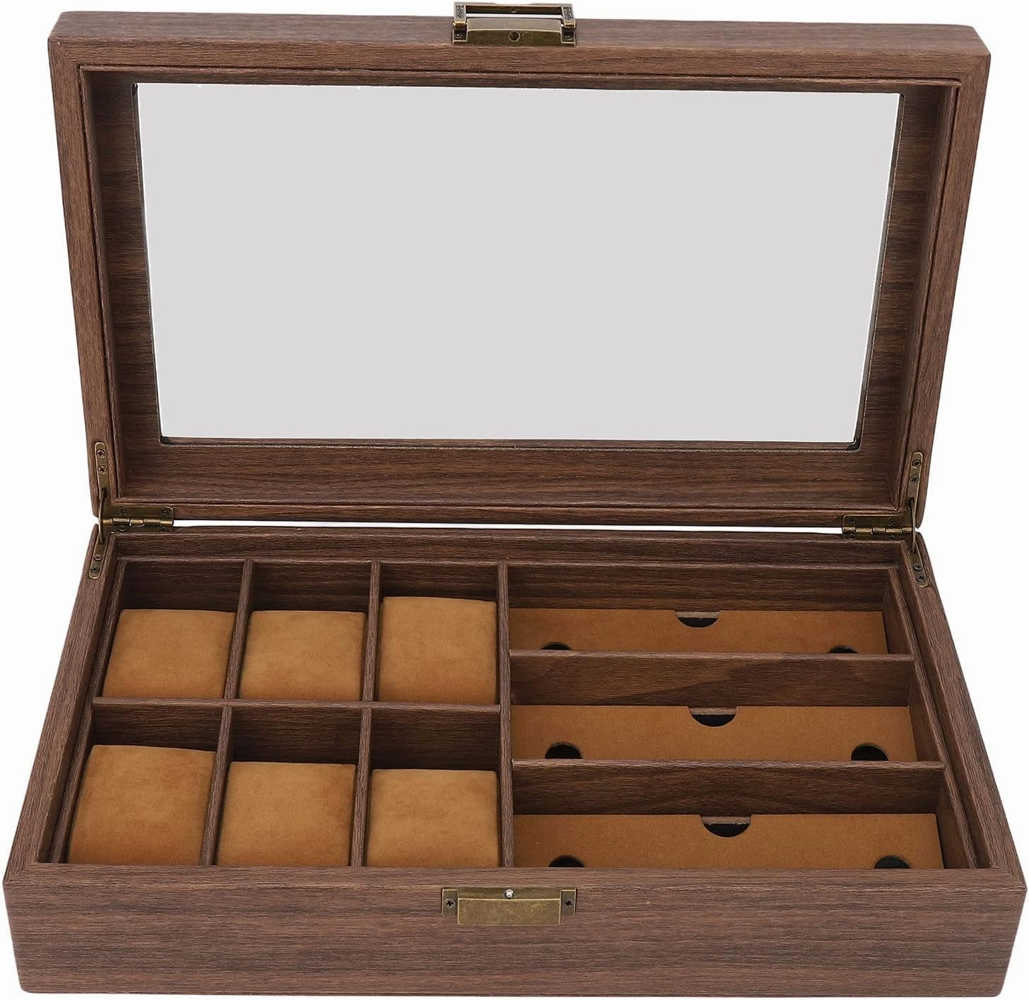 Watch Box,Wooden Watch Box Organizer,Watch Display Case, Retro Wood Grain Watch Holder,Watch Storage Organizer for Storing Watches,Glasses,Jewelry,Bracelet