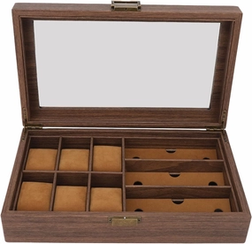 Watch Box,Wooden Watch Box Organizer,Watch Display Case, Retro Wood Grain Watch Holder,Watch Storage Organizer for Storing Watches,Glasses,Jewelry,Bracelet
