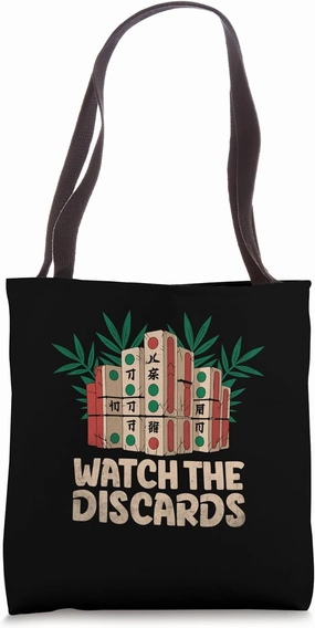 Watch The Discards Tile Game Mahjong Player Fold Retirement Tote Bag