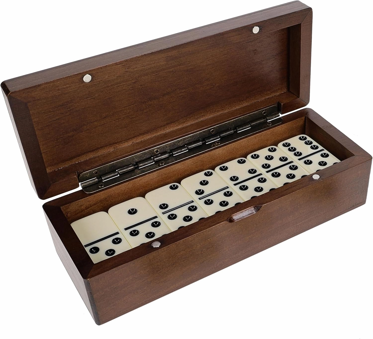 WE Games Double 6 Dominoes in Magnetic Wooden Travel Box, Dominoes Set for Adults, Ivory Color Double Six Domino, Classic Board Games, Tile Games