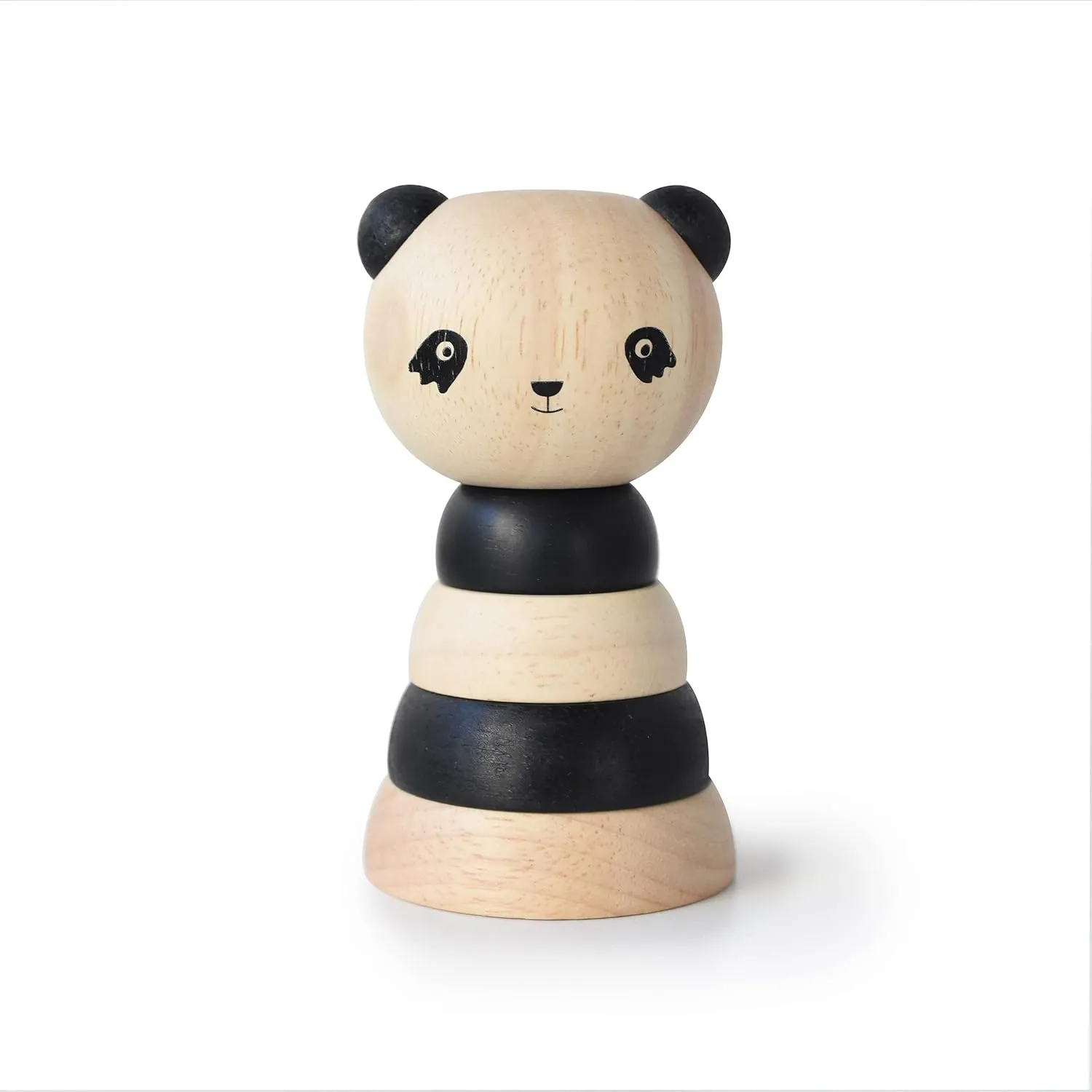 Wee Gallery Wood Stacker (Panda) Classic Learning Toy for Baby Development, Motor Skills, Problem Solving Activity, Child Safe Natural Materials, for Ages 18 Months and Up