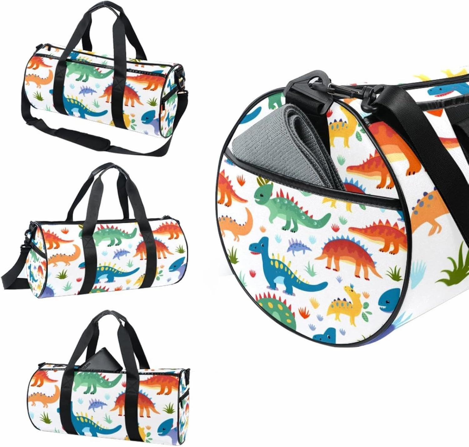 Weekender Travel Bag,Small Gym Bag,Watercolor Cartoon Dinosaur,Gym Duffle Bag