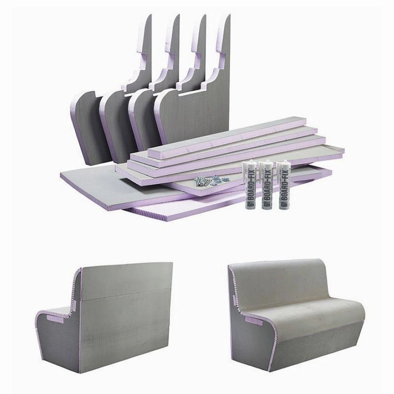 Wet Room Tileable Bench Seat - Curved Edge with Back