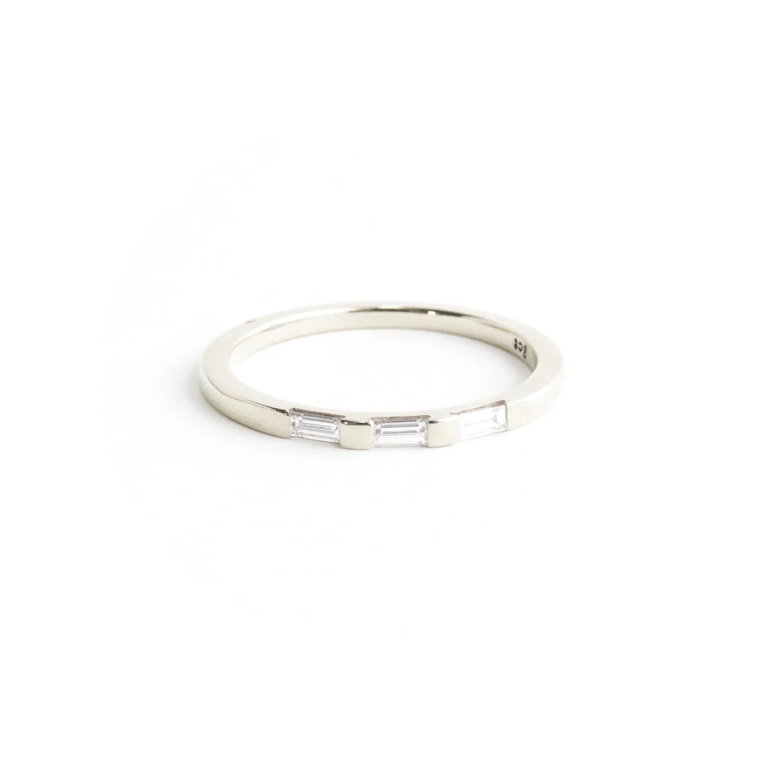 White Baguette Diamond Half Eternity Band in White Gold