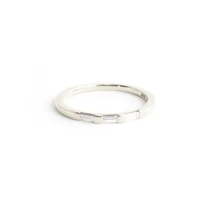 White Baguette Diamond Half Eternity Band in White Gold