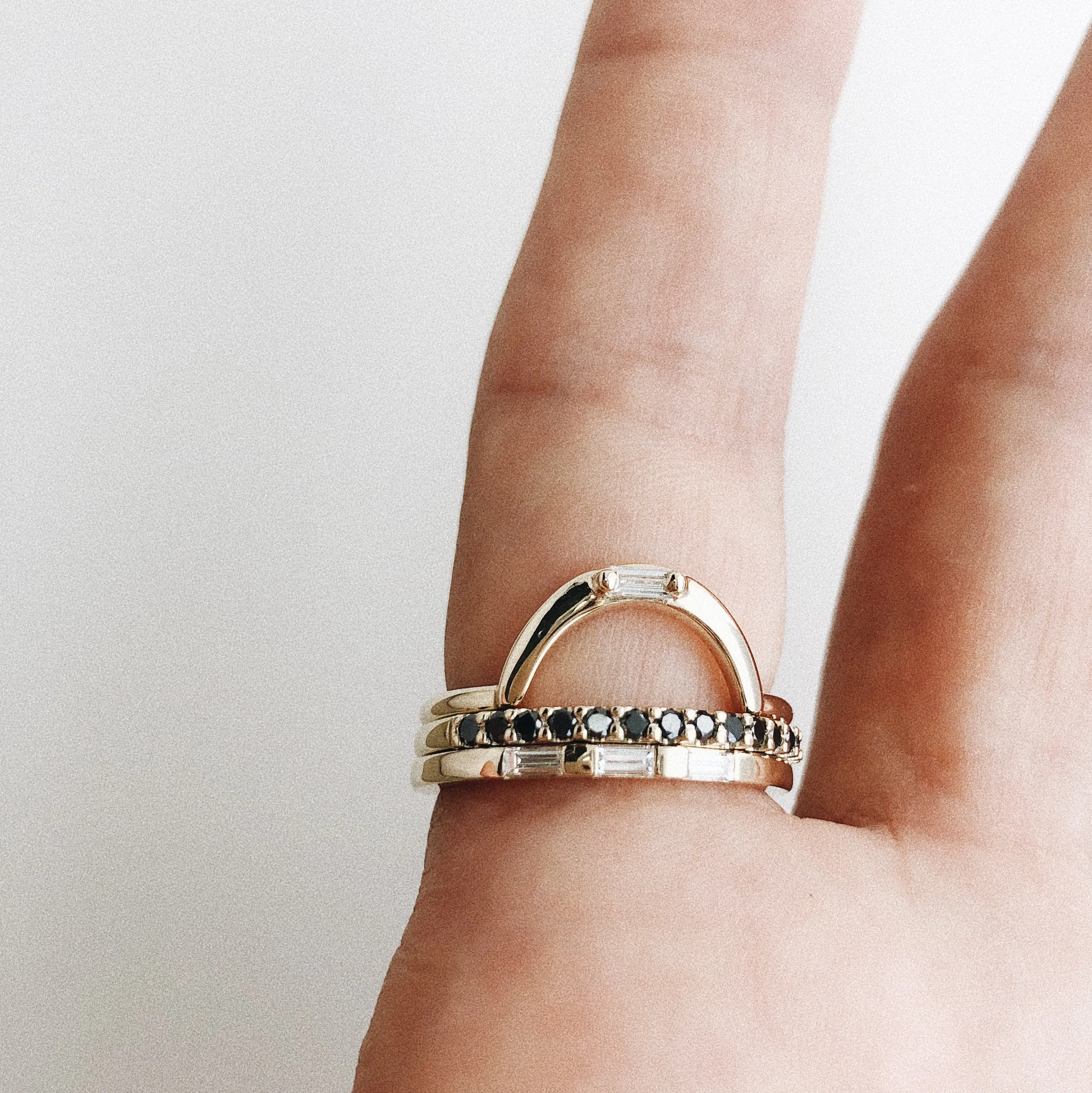 White Baguette Diamond Half Eternity Band in White Gold