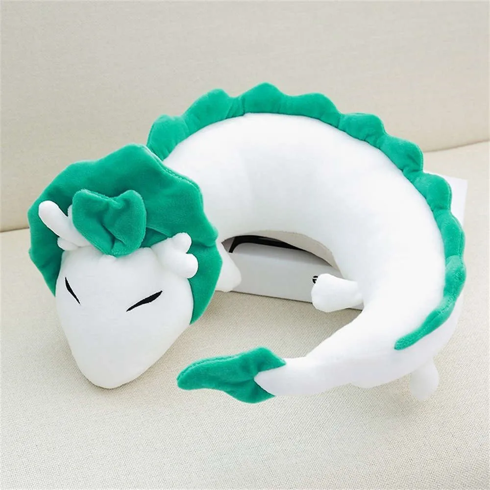 White Dragon Neck Travel Pillow Plush Toy