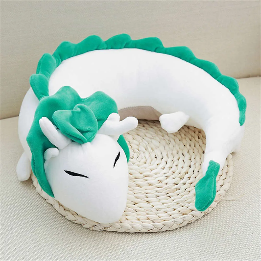 White Dragon Neck Travel Pillow Plush Toy