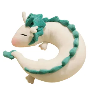 White Dragon Neck Travel Pillow Plush Toy