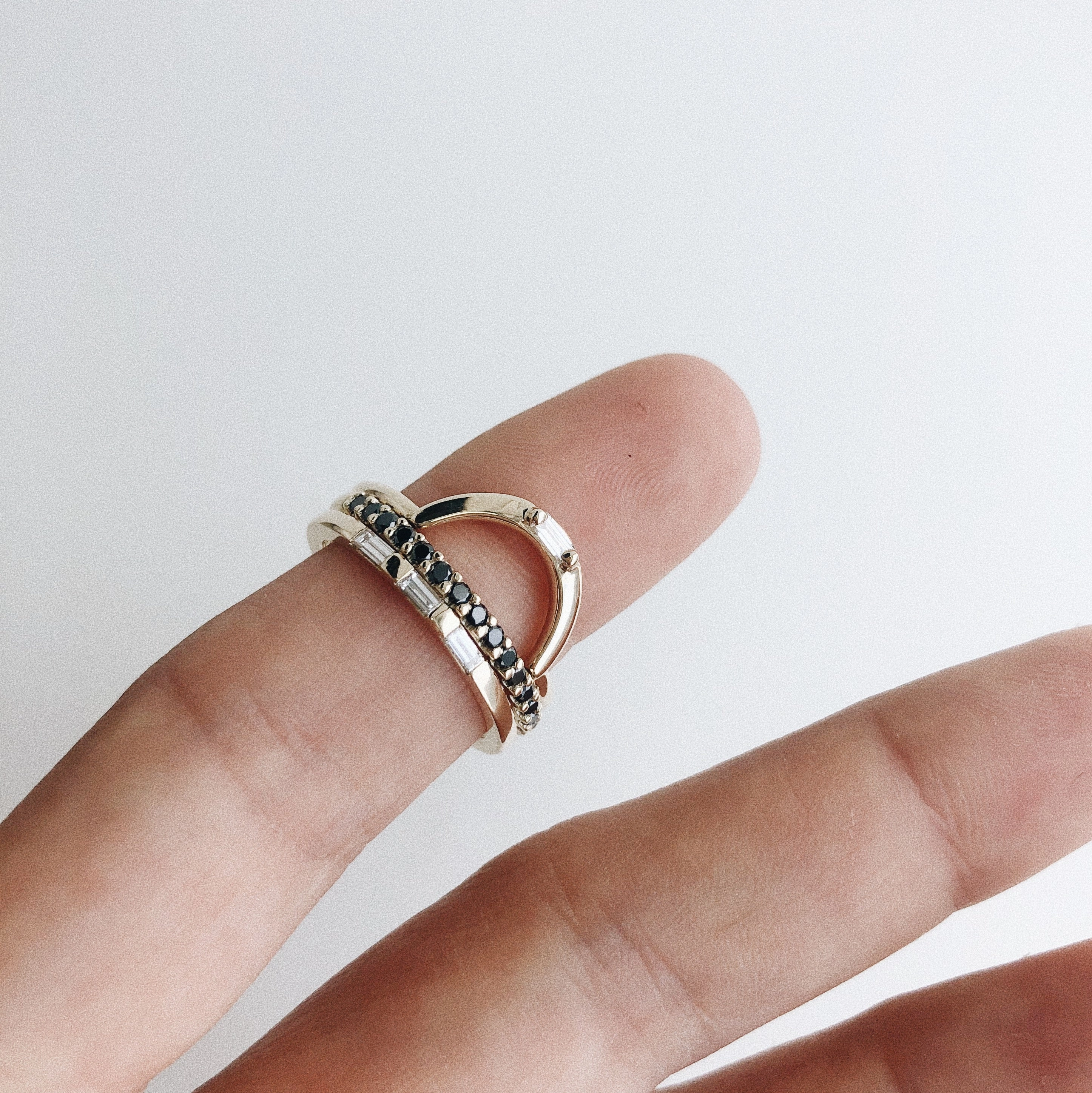 White Baguette Diamond Half Eternity Band in Rose Gold
