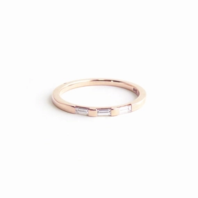White Baguette Diamond Half Eternity Band in Rose Gold