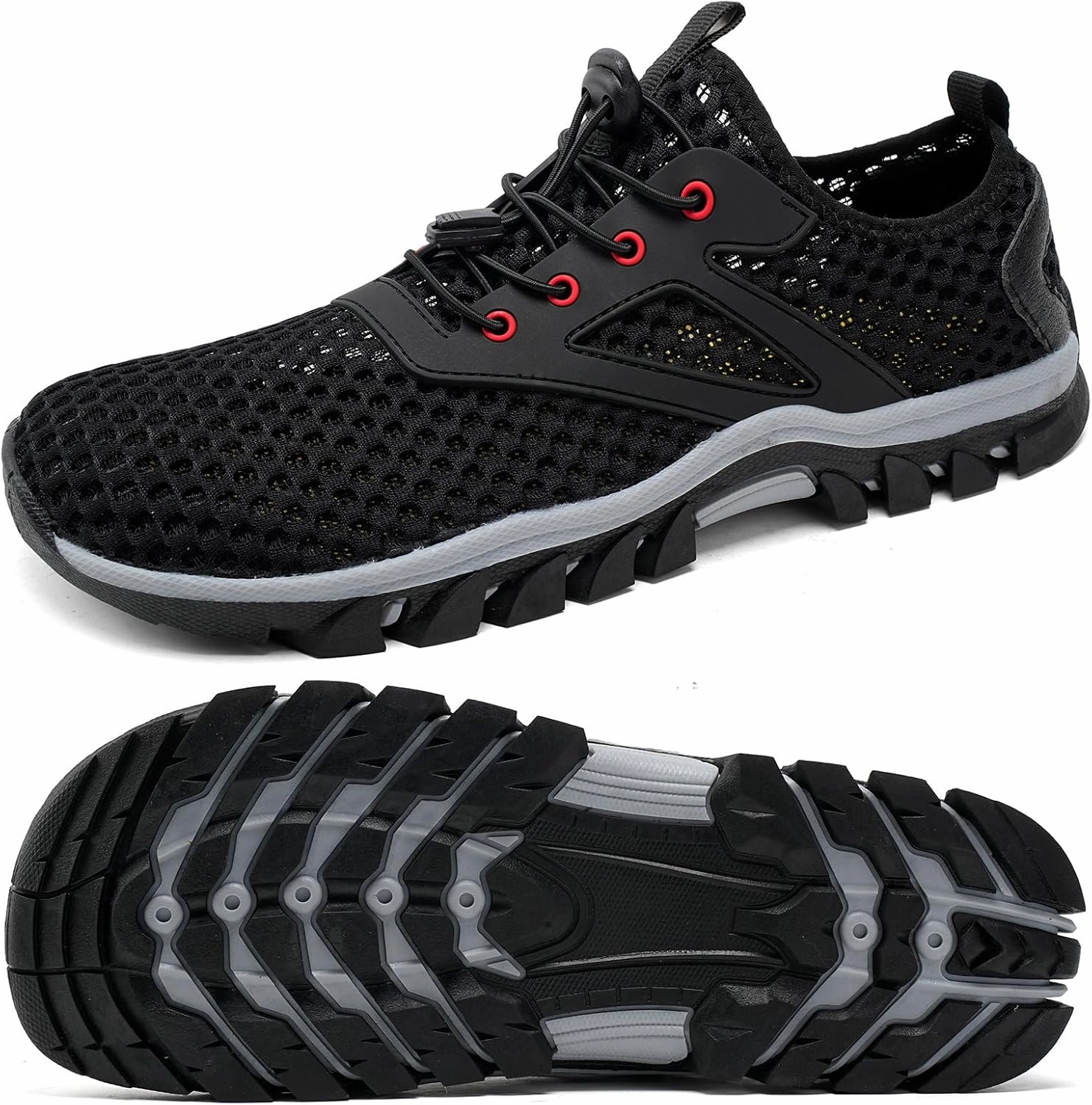 Wide Water Shoes Men Non-Slip Quick Drying Swim Beach Aqua Shoes for Women Water Sport Diving Hiking Sailing Travel River Shoes Summer Amphibious Shoes