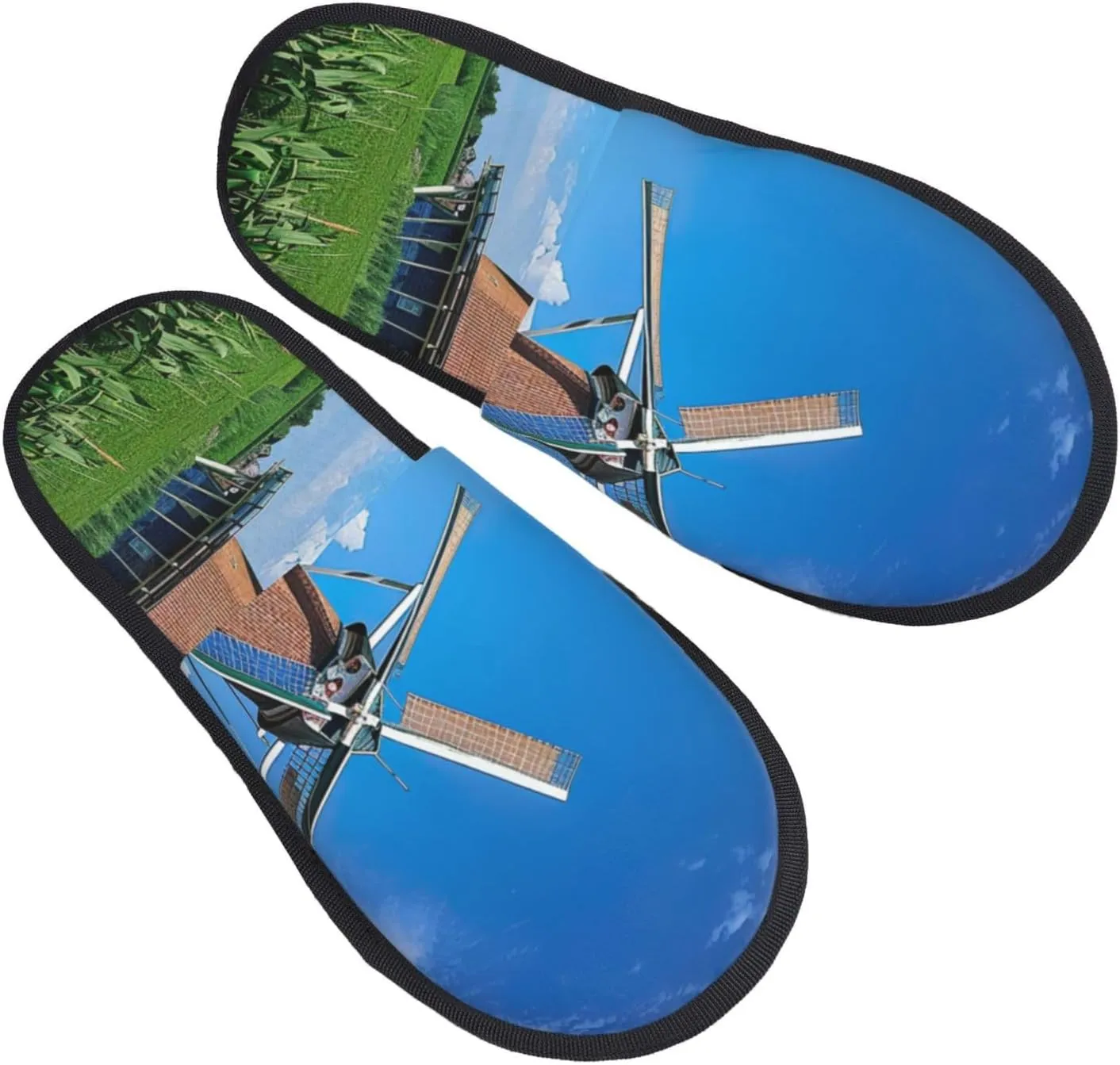 Windmill Blue Furry Slippers For Home, Hotel & Office - Plush & Eva, Cozy Indoor Cotton L Sizes