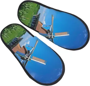 Windmill Blue Furry Slippers For Home, Hotel & Office - Plush & Eva, Cozy Indoor Cotton L Sizes