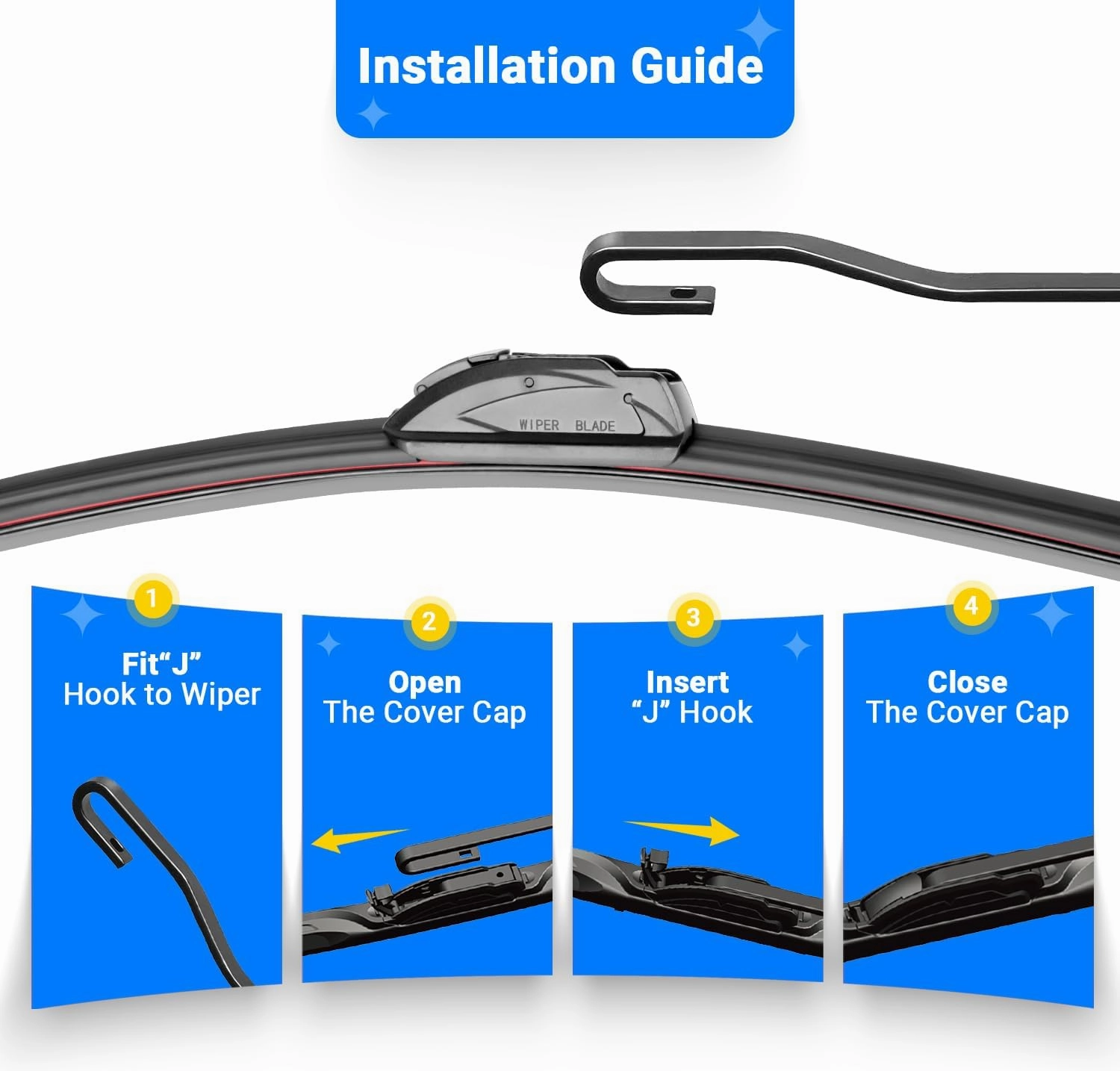 Windshield Wiper Blades Replacement for 2012-2019 Fiat 500 Original Factory Quality Front Rear Wipers Blade Set for My Car - 24" 14" 12" (Pack of 3)